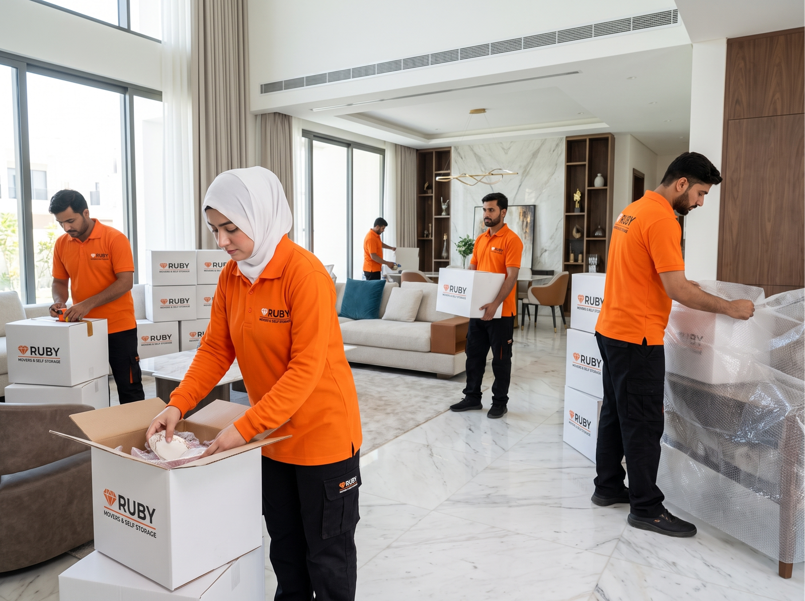 Packed boxes ready for a Dubai apartment move