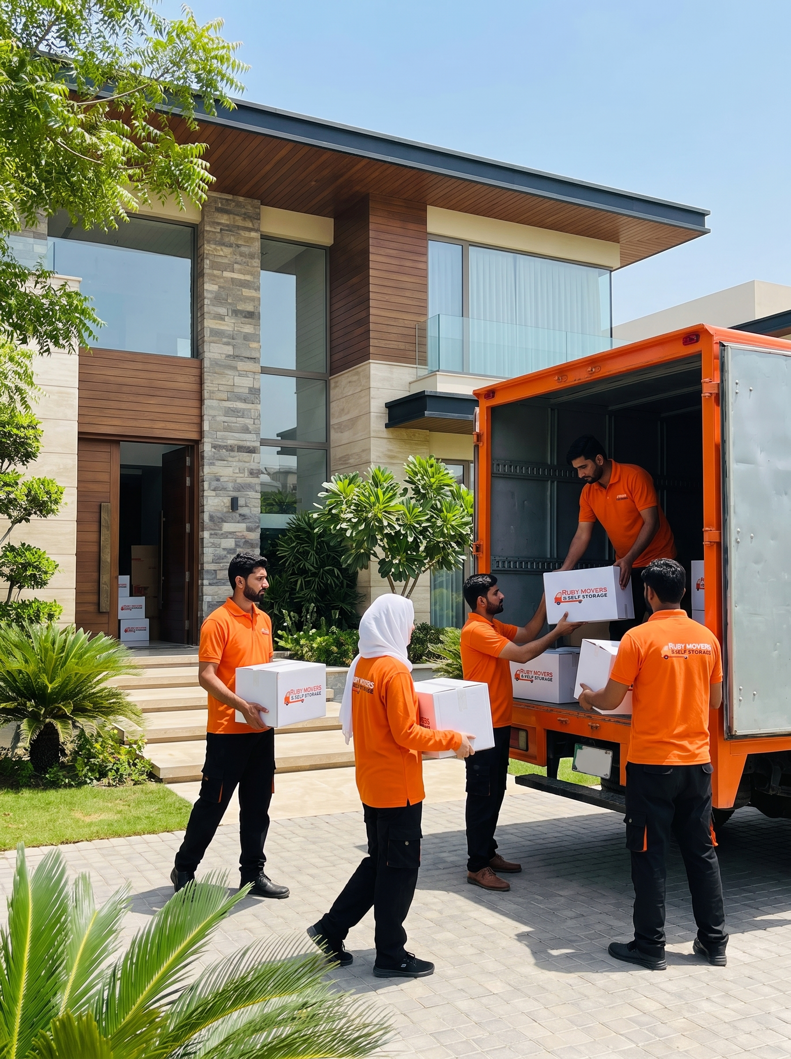 Ruby Movers packing team loading a truck in Dubai